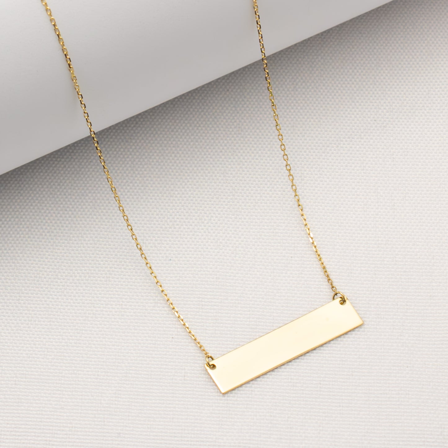 Lily - 10K Solid gold Engravable Bar Necklace