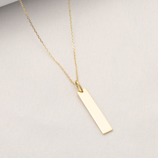 Gail - 10K Solid Gold Engravable Bar Necklace