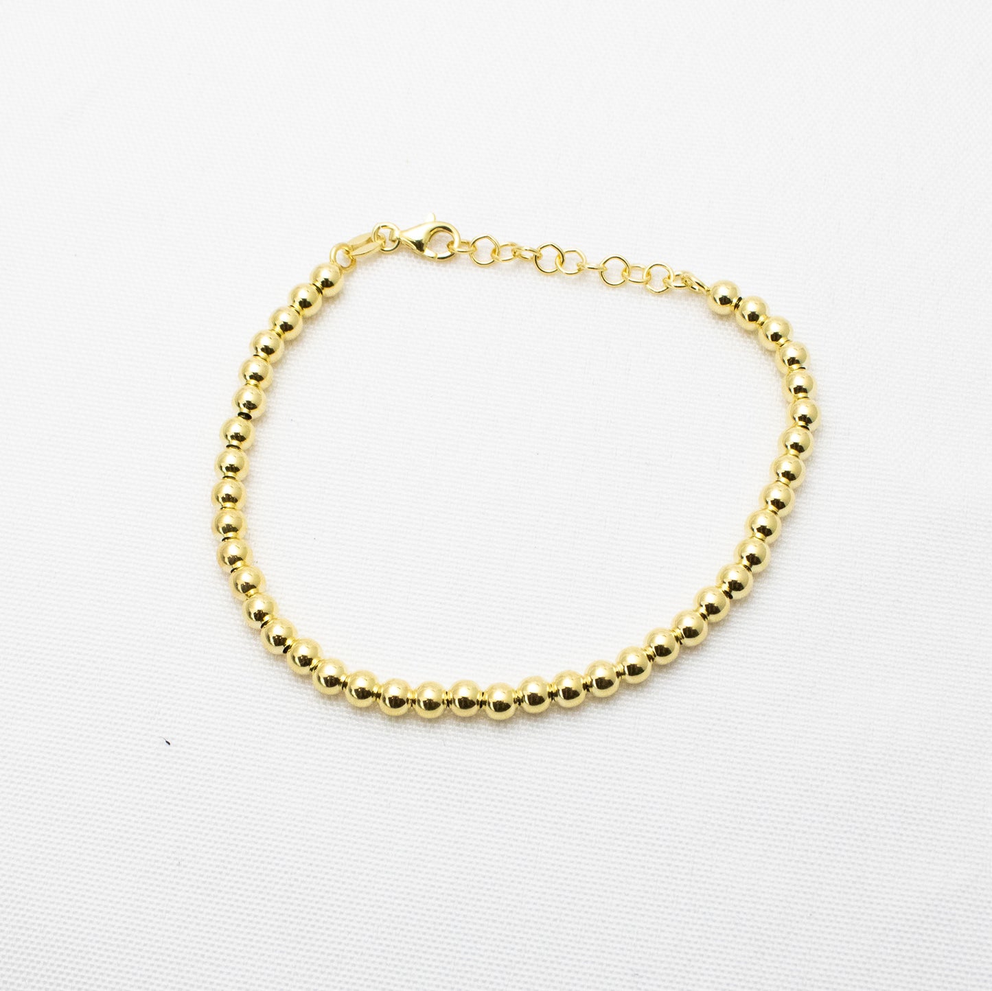 Vermeil Bead Bracelet 6.5" + 1"