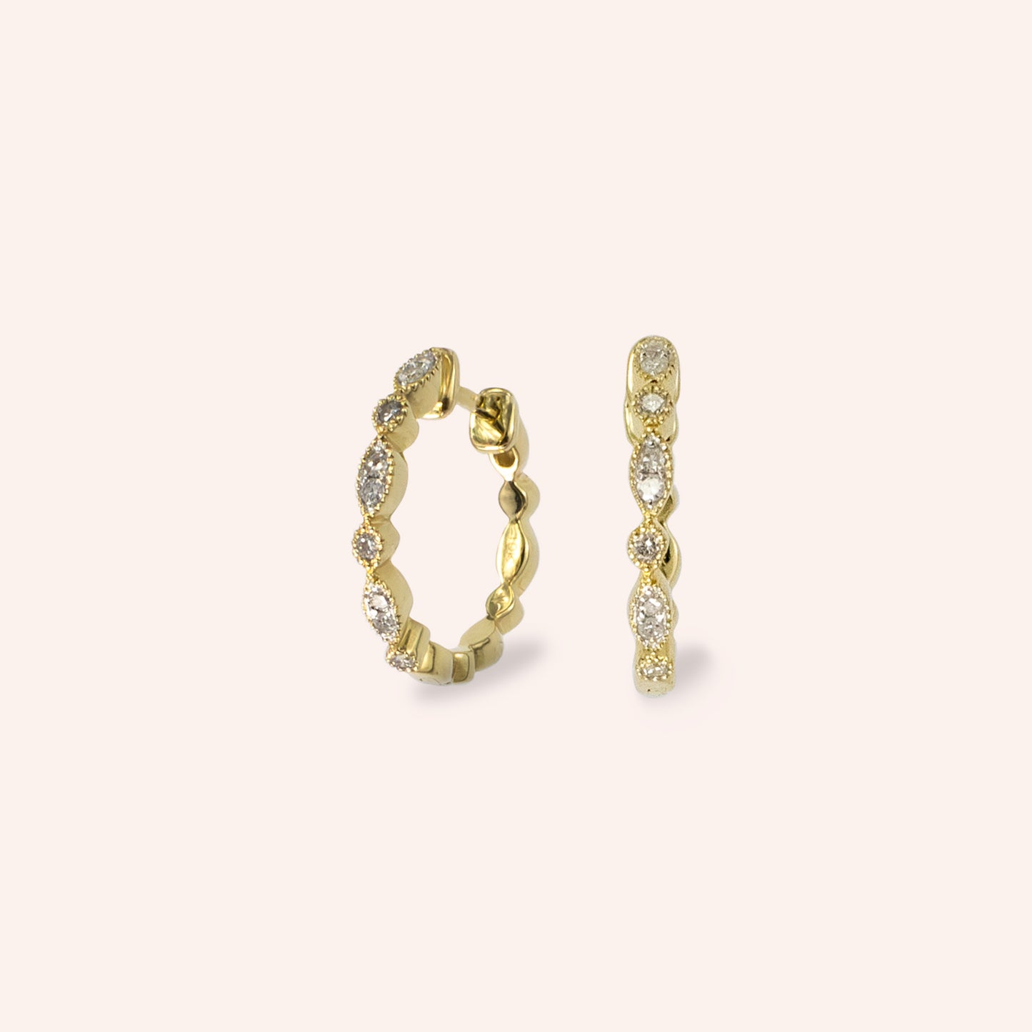 Sophia - 10K Solid Gold Diamond Hoop Earrings