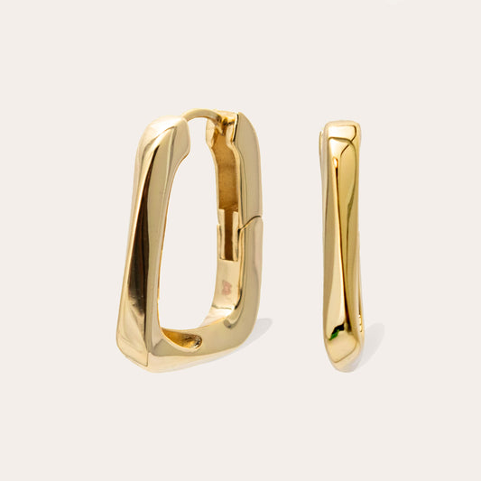 Mia - Vermeil Twisted Link Large Hoop Earrings