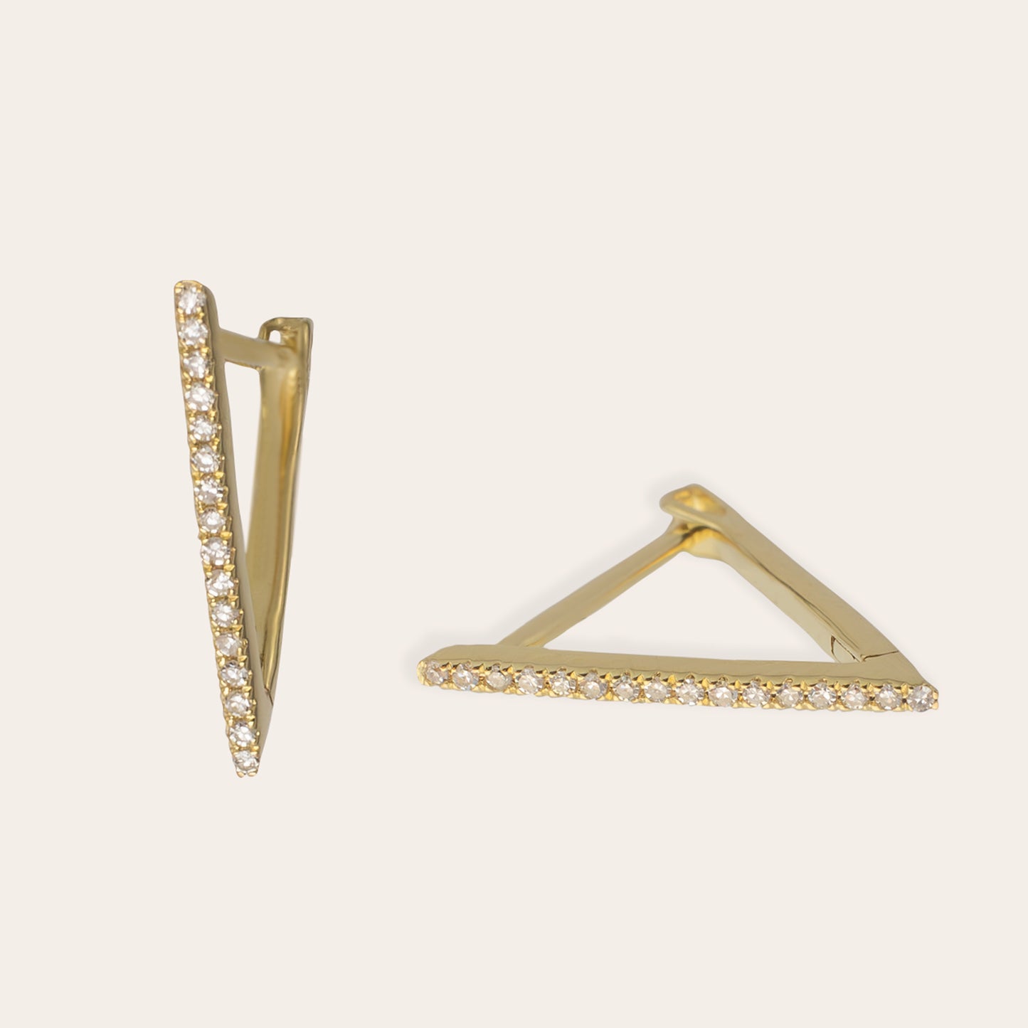 Charlotte - 14K Solid Gold Diamond Triangle hoop Earrings