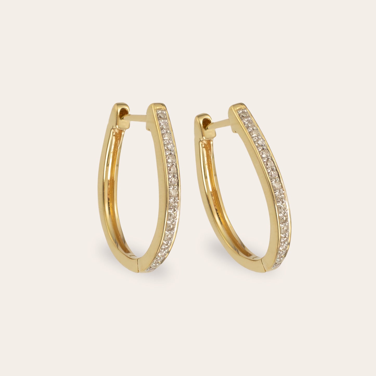 Luna - 10K Solid Gold Diamond Huggie Hoop Earrings