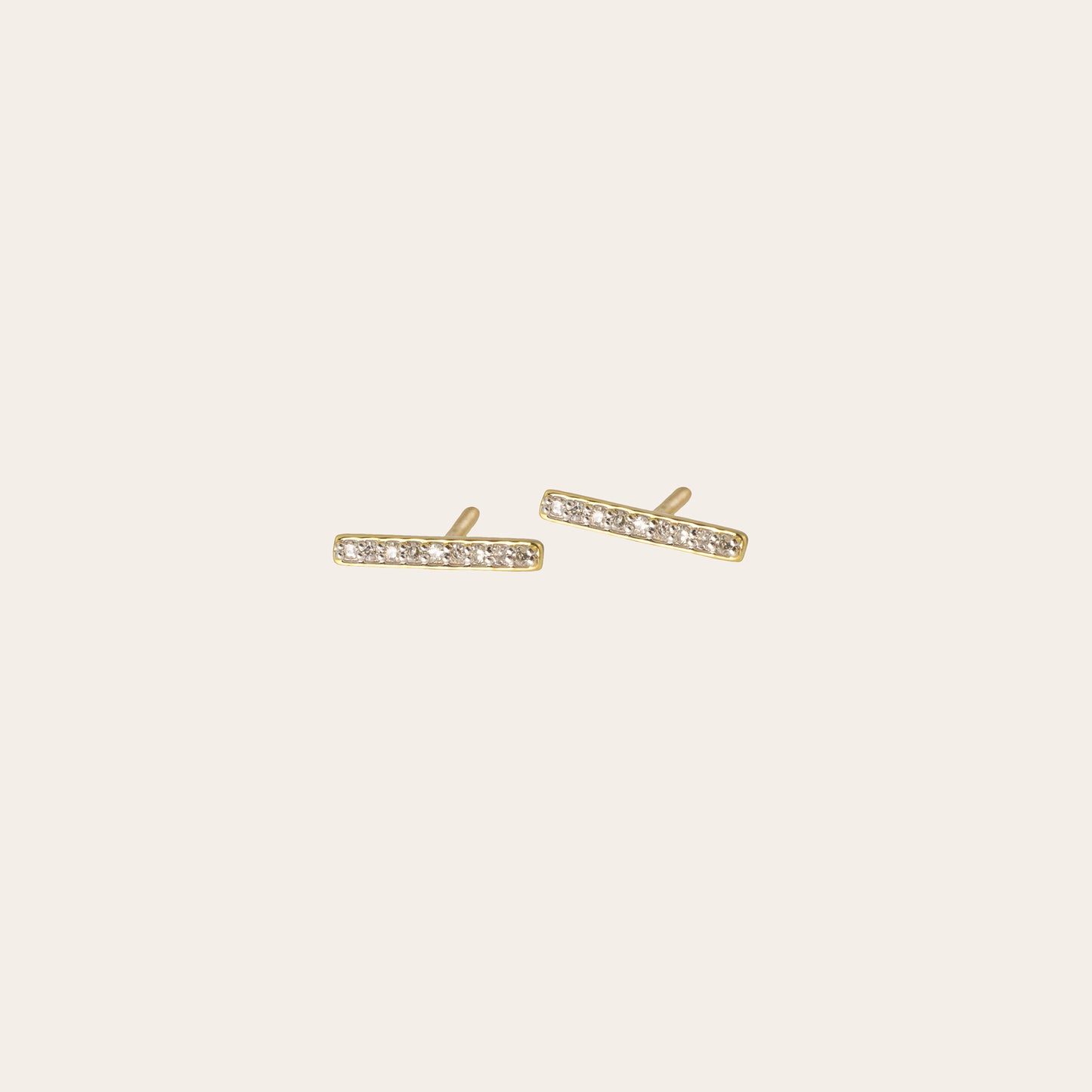 Chloe - 10K Solid Gold Diamond Bar Stud Earrings