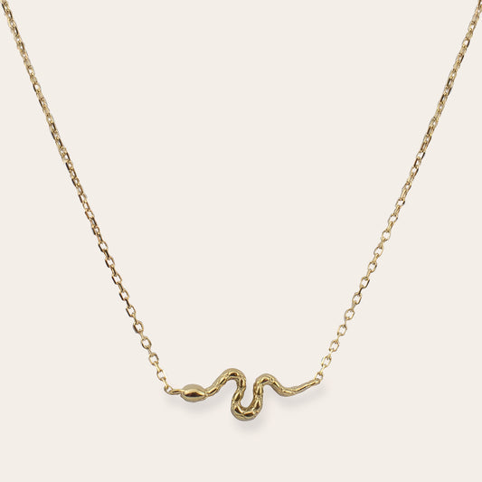 Abigail - 10K Solid Gold Snake Neclace 16"+ 2"