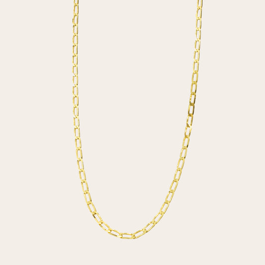 Vermeil Flat Long Curb Chain Necklace 18"