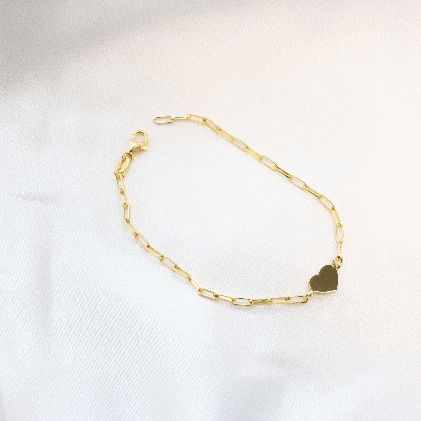 Vermeil Heart Link Bracelet 7.25"