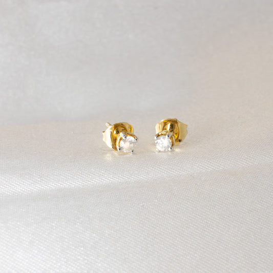 14K Solid Gold Diamond Stud Earrings