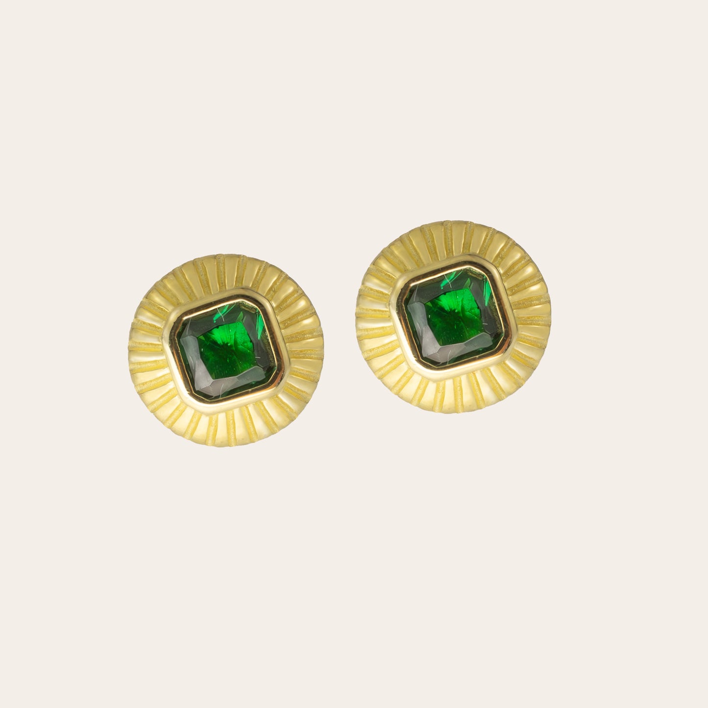 Alice - Vermeil Emerald Cubic zirconia Stud Earrings