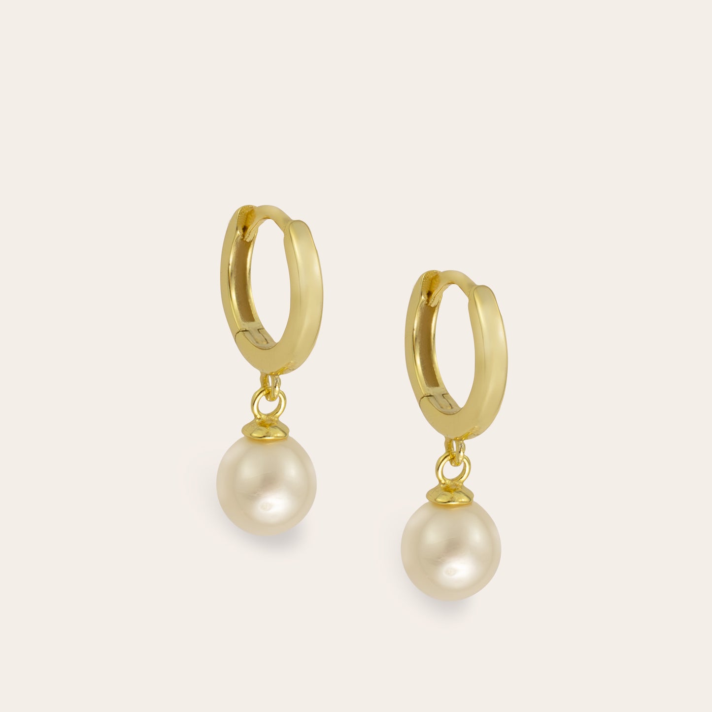 Ava - Vermeil Freshwater Pearl drop Huggie Hoop Earrings