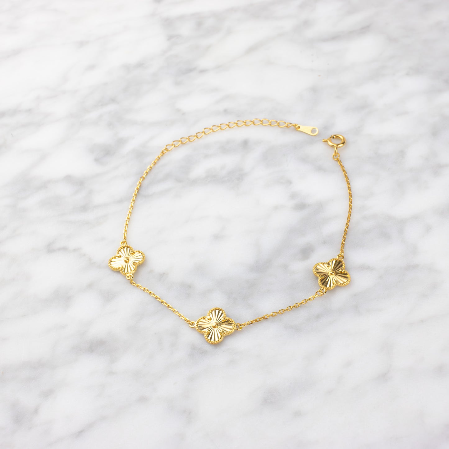 Vermeil Clover Bracelet 7.5"