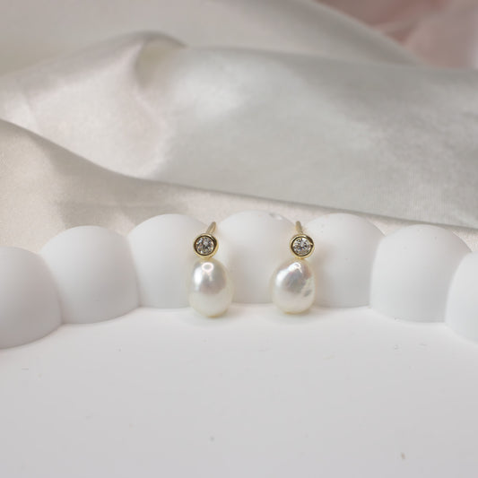 Vermeil Pearl Stud Earrings