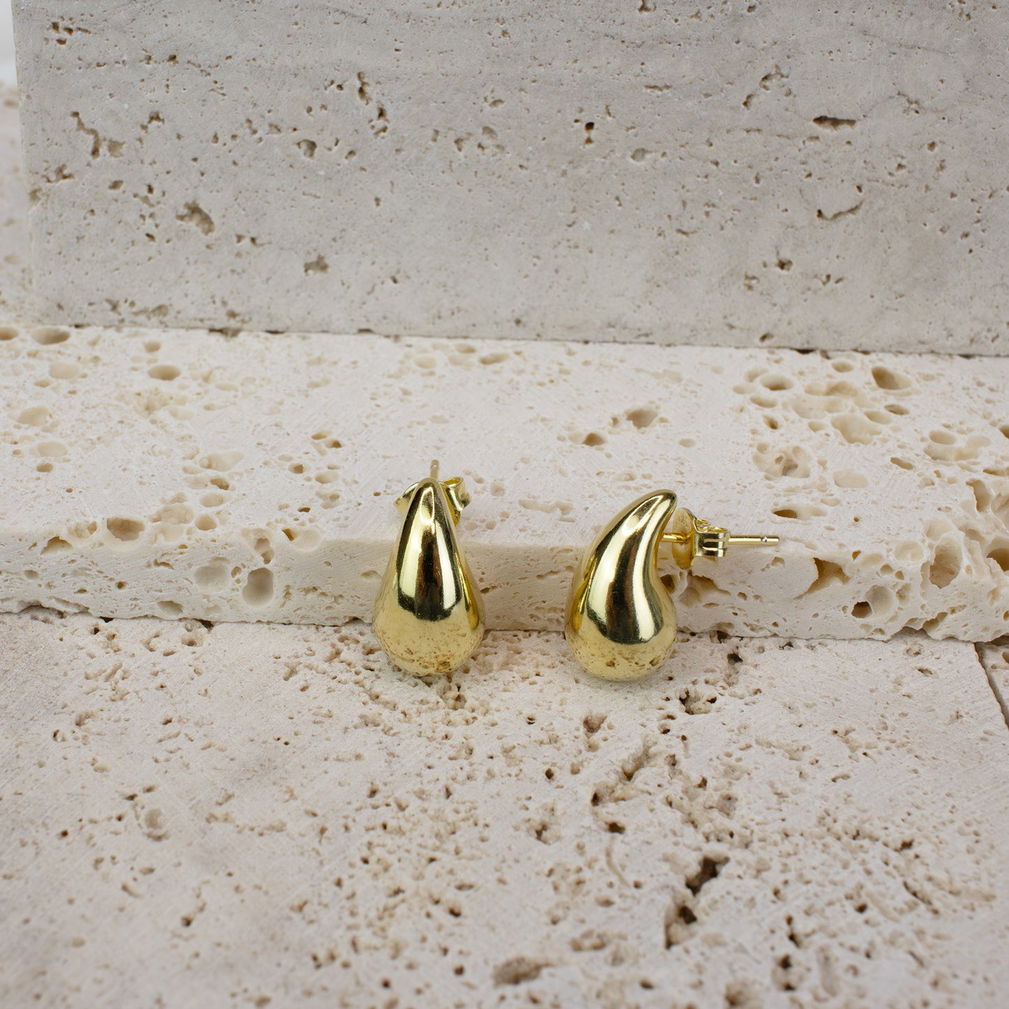 Vermeil Tear Drop Stud Earring Gold