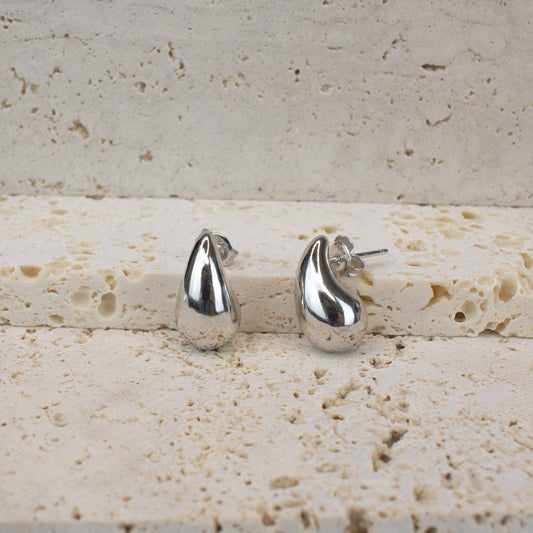 Vermeil Tear Drop Stud Earrings Silver