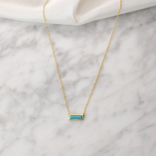 Vermeil Turquoise Necklace 16" + 2"